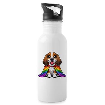 Basset Hound Pride Dog Manteau arc-en-ciel LGBTQ - Gourde avec paille intégrée - blanc - Droite