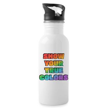 Show your true colors LGBT pride gay ally rainbow  - Water bottle with straw - white - Right
