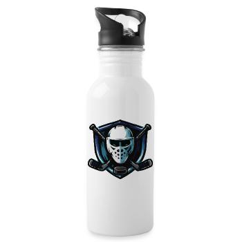 Eishockey Maske Wappen - Water bottle with straw - white - Right