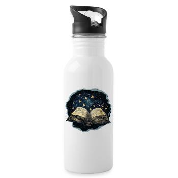 Book with Stars - Water bottle with straw - white - Right