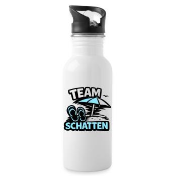 Strand Schatten FlipFlop Logo - Trinkflasche mit integriertem Trinkhalm - Weiß - Rechts