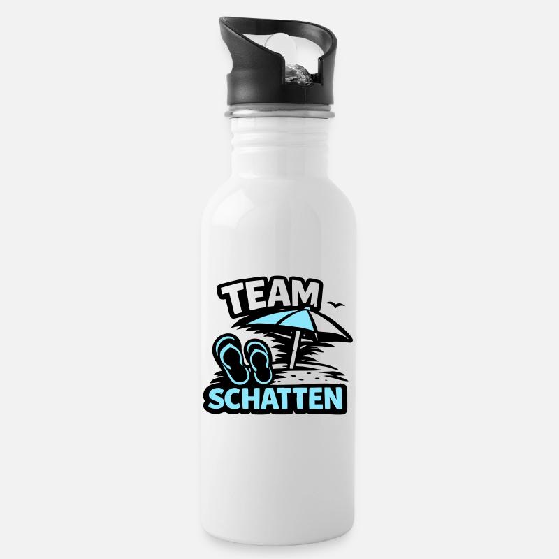 Strand Schatten FlipFlop Logo - Trinkflasche mit integriertem Trinkhalm - Weiß