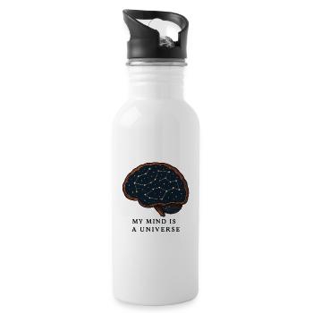 My mind is a universe - Water bottle with straw - white - Right