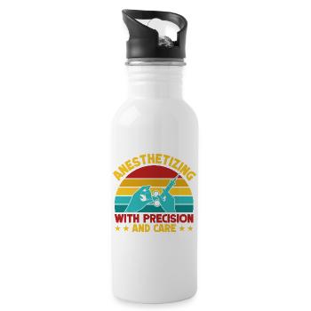 Anesthesiologist With Precision & Care Anesthesia - Trinkflasche mit integriertem Trinkhalm - Weiß - Rechts