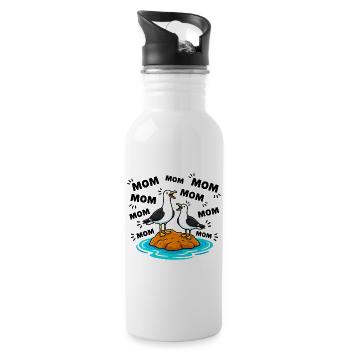 Mom Mom Mom - Lustige Möwen Kinder - Trinkflasche mit integriertem Trinkhalm - Weiß - Rechts