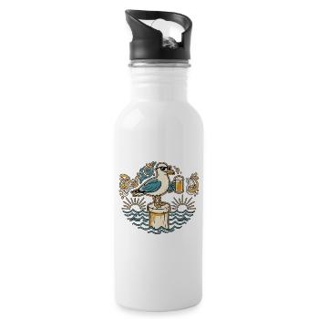 Bier Möwe - Trinkflasche mit integriertem Trinkhalm - Weiß - Rechts