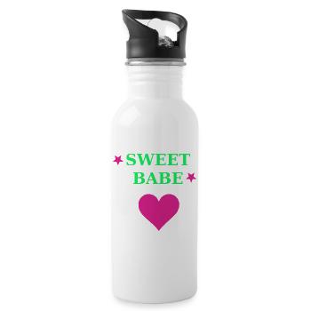 Sweet Babe Neon Herz Typo - Trinkflasche mit integriertem Trinkhalm - Weiß - Rechts
