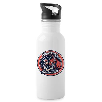 Stallkind Pferdeherz Forever - Trinkflasche mit integriertem Trinkhalm - Weiß - Rechts