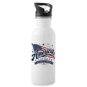 Amerika 250 Jahre Freiheit - Trinkflasche mit integriertem Trinkhalm - Weiß - Rechts