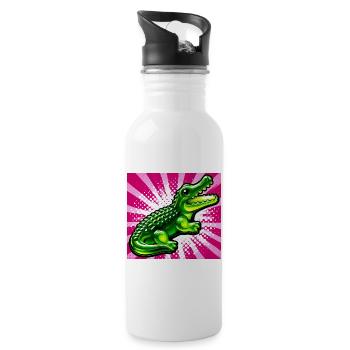 crocodile - Gourde avec paille intégrée - blanc - Droite