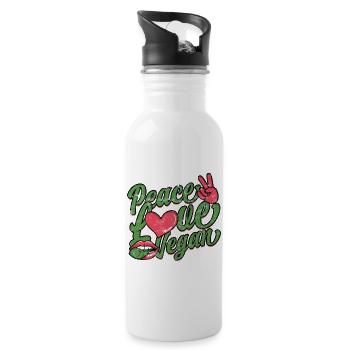 Peace Love Vegan Rétro Script - Gourde avec paille intégrée - blanc - Droite