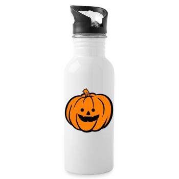 Spooky Pumpkin Halloween Motif - Water bottle with straw - white - Right