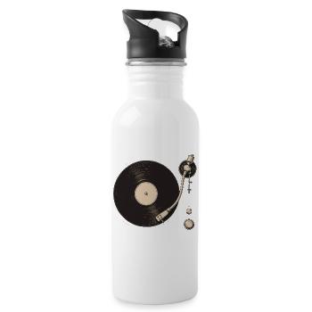 Analoge Vinyl-Plattenspieler-Vibes - Trinkflasche mit integriertem Trinkhalm - Weiß - Rechts