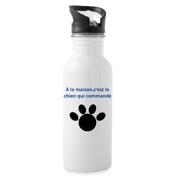 à_la_maison-_-c'est_le_chien_qui_commande - Gourde avec paille intégrée - blanc - Droite