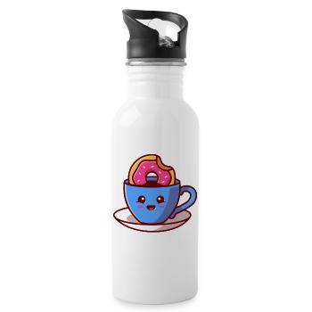 Kawaii Donut Cup Cheer - Trinkflasche mit integriertem Trinkhalm - Weiß - Rechts