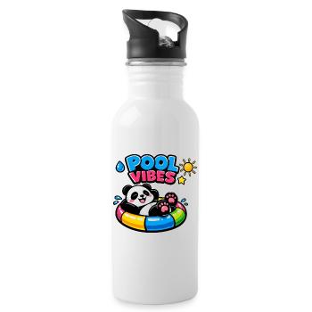 Pool Vibes Panda Relax - Water bottle with straw - white - Right