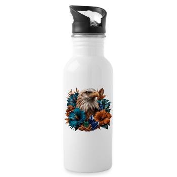Aigles dans la forêt de fleurs et de cristal - Gourde avec paille intégrée - blanc - Droite