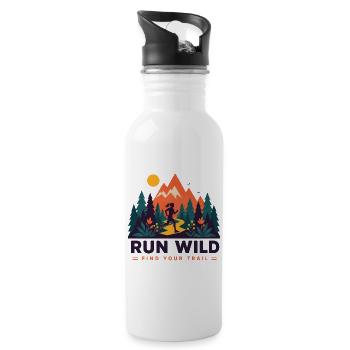 Trailrunning – Lauf wild. Finde deine Spur - Trinkflasche mit integriertem Trinkhalm - Weiß - Rechts