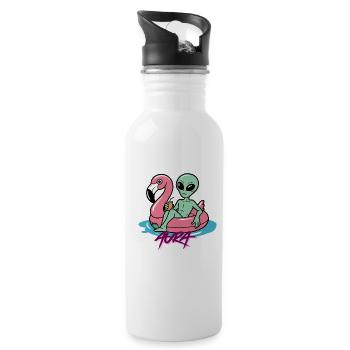 Flotteur de flamant Alien - Gourde avec paille intégrée - blanc - Droite