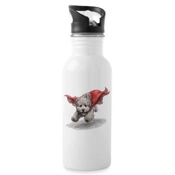 Super Dog Flying to the Rescue - Water bottle with straw - white - Right