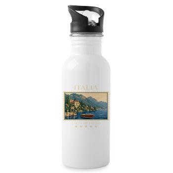 Italien Lago di Como Vintage Reisemarke - Trinkflasche mit integriertem Trinkhalm - Weiß - Rechts