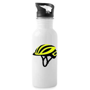 Yellow Bicycle Helmet Graphic - Water bottle with straw - white - Right