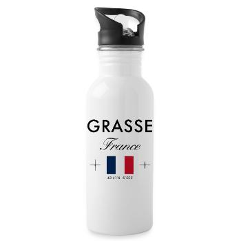 Grasse Frankreich Koordinaten Reise Souvenir - Trinkflasche mit integriertem Trinkhalm - Weiß - Rechts