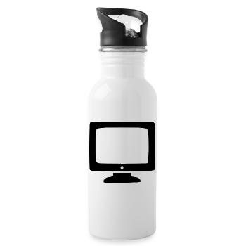 Retro Computer Bildschirm weiß Vintage 80er 90er  - Trinkflasche mit integriertem Trinkhalm - Weiß - Rechts