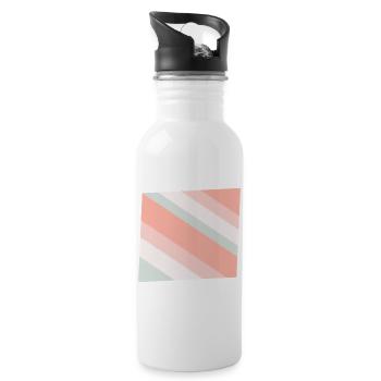 Bandes diagonales pastel Pêche menthe - Gourde avec paille intégrée - blanc - Droite