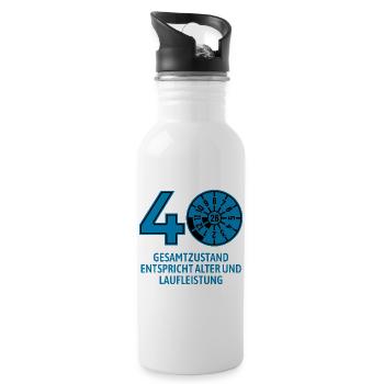 HU August 2026 - 40 Jahre - Geburtstag Geschenk - Trinkflasche mit integriertem Trinkhalm - Weiß - Rechts