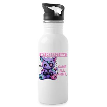 Pastel Goth Soft Goth Gaming Gamer - Water bottle with straw - white - Right