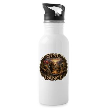 Singen und Tanzen - Trinkflasche mit integriertem Trinkhalm - Weiß - Rechts