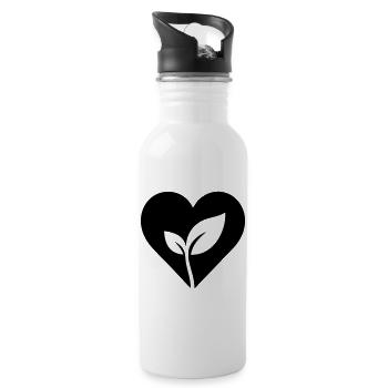 Gardener heart with plant - Water bottle with straw - white - Right