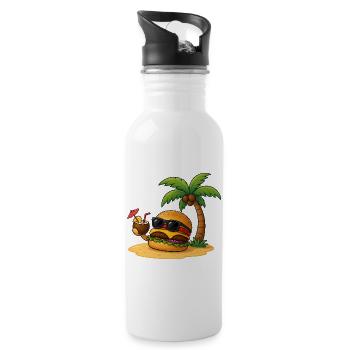 Eating Burgers Fast Food Paradise Summer - Water bottle with straw - white - Right