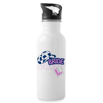 Bride Crew Zylinder Pink Akzent - Trinkflasche mit integriertem Trinkhalm - Weiß - Rechts