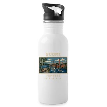 Finnland Tampere Vintage Reisemarke - Trinkflasche mit integriertem Trinkhalm - Weiß - Rechts
