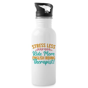 Hobby Horse Rider THerapist English Riding - Trinkflasche mit integriertem Trinkhalm - Weiß - Rechts