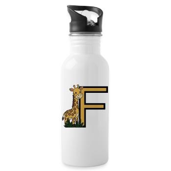 Giraffe Buchstabe F - Trinkflasche mit integriertem Trinkhalm - Weiß - Rechts