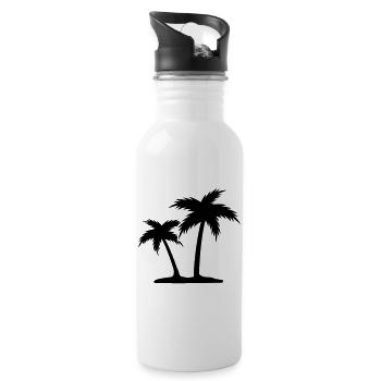 Palm trees - Water bottle with straw - white - Right