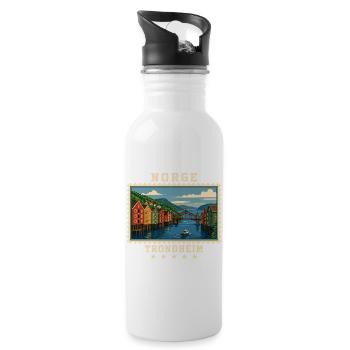 Norwegen Trondheim Vintage Reisemarke - Trinkflasche mit integriertem Trinkhalm - Weiß - Rechts