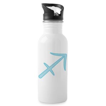 Schütze Tierkreiszeichen Pastel Blau - Trinkflasche mit integriertem Trinkhalm - Weiß - Rechts