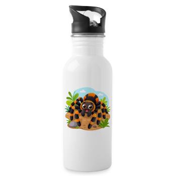 Lustige Vogelspinne - Trinkflasche mit integriertem Trinkhalm - Weiß - Rechts