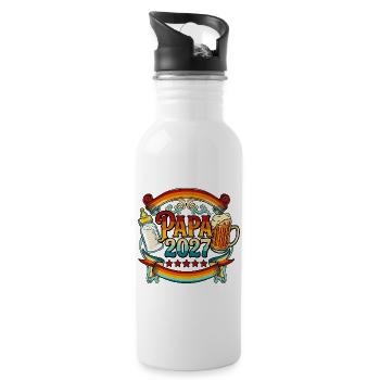 Vater 2027 Schwangerschaftsankündigung des werdenden Vaters - Trinkflasche mit integriertem Trinkhalm - Weiß - Rechts