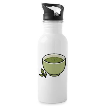 Minimalistische Matcha-Teetassen-Illustration - Trinkflasche mit integriertem Trinkhalm - Weiß - Rechts