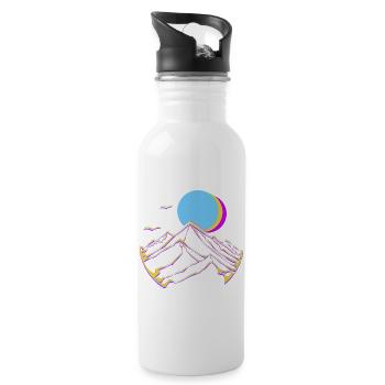 Neonberge Mondsonne Geometrisch Gipfel - Trinkflasche mit integriertem Trinkhalm - Weiß - Rechts