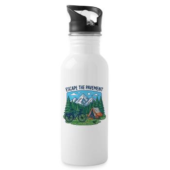 Escape the Pavement Bike Camping Vector - Water bottle with straw - white - Right
