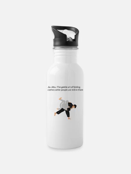 Judo Throw and Grip - Water bottle with straw - white