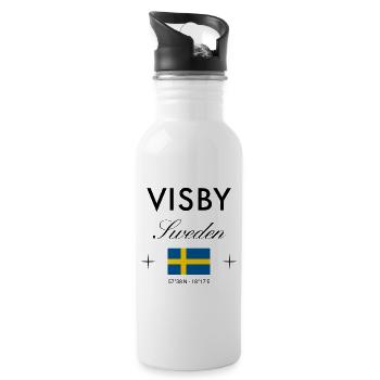 Visby, Suède, Coordonnées Souvenir de voyage - Gourde avec paille intégrée - blanc - Droite