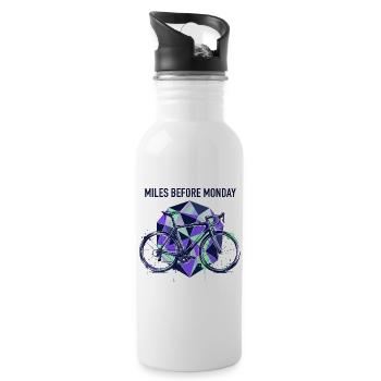 Wheels Before Monday Geometry - Water bottle with straw - white - Right