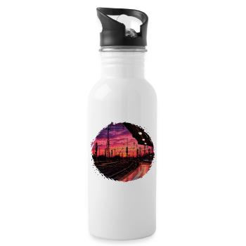 Coucher de soleil sur le quai - Gourde avec paille intégrée - blanc - Droite